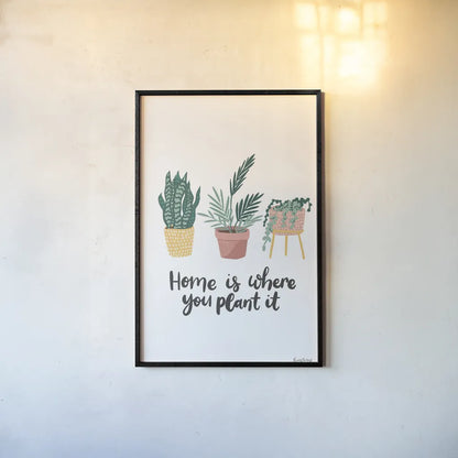 Plant It Retro by Becky Thorns. shown as a paper print in a black flame. Available as a archival giclee rolled canvas, fine art paper, or poster print. SKU 68921h.