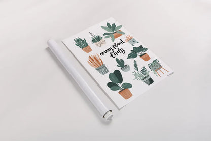 Plant Lady by Becky Thorns. shown as a rolled paper print. Available as archival giclee rolled canvas, fine art paper, or poster print. SKU 65073h.