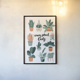 Plant Lady by Becky Thorns. shown as a paper print in a black flame. Available as a archival giclee rolled canvas, fine art paper, or poster print. SKU 65073h.