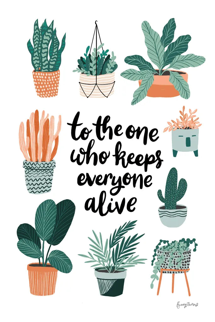 Plant Lady Mothers Day by Becky Thorns. SKU 86016h. Archival Giclee Fine art print for wall decor.