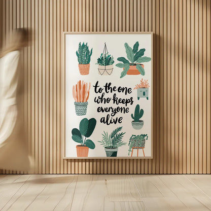 Plant Lady Mothers Day by Becky Thorns. shown as over sized large wall art. Available as an archival giclee rolled canvas, fine art paper, or poster print. SKU 86016h.