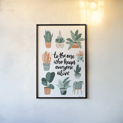 Plant Lady Mothers Day by Becky Thorns. shown as a paper print in a black flame. Available as a archival giclee rolled canvas, fine art paper, or poster print. SKU 86016h.