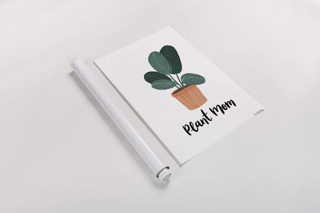 Plant Mom by Becky Thorns. shown as a rolled paper print. Available as archival giclee rolled canvas, fine art paper, or poster print. SKU 65070h.