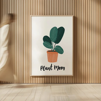 Plant Mom by Becky Thorns. shown as over sized large wall art. Available as an archival giclee rolled canvas, fine art paper, or poster print. SKU 65070h.