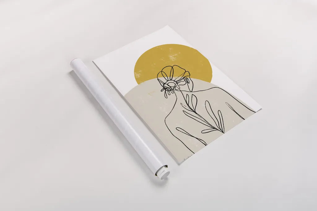 Planted I Round Sun by Becky Thorns. shown as a rolled paper print. Available as archival giclee rolled canvas, fine art paper, or poster print. SKU 89059h.