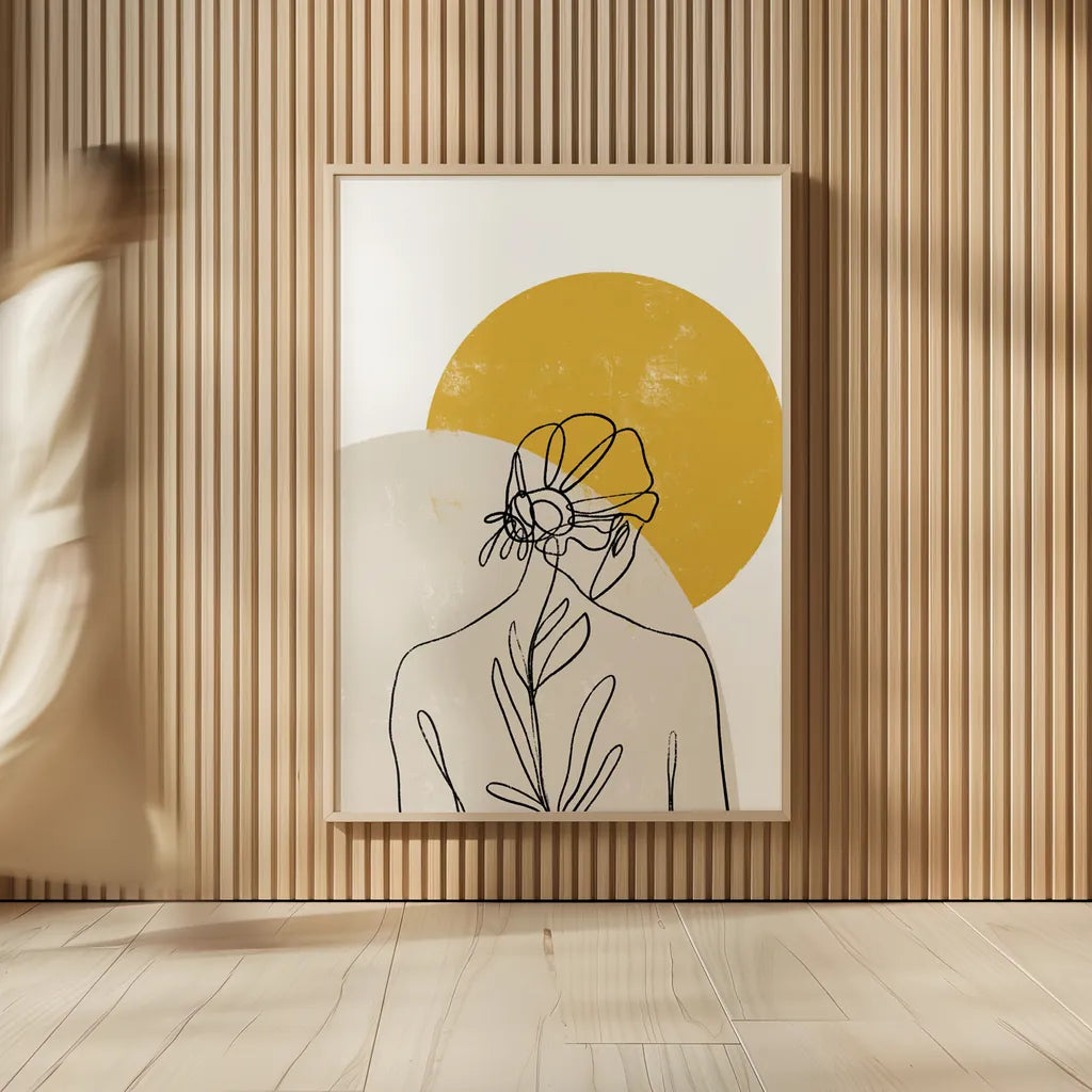 Planted I Round Sun by Becky Thorns. shown as over sized large wall art. Available as an archival giclee rolled canvas, fine art paper, or poster print. SKU 89059h.