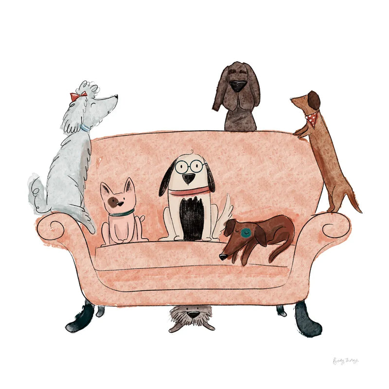 Playful Pets Dogs I by Becky Thorns. SKU 61407a. Archival Giclee Fine art print for wall decor.