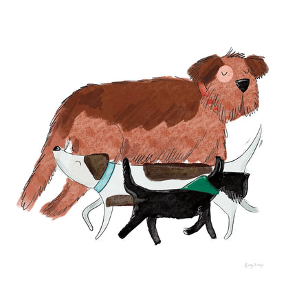 Playful Pets Dogs II by Becky Thorns. SKU 61408a. Archival Giclee Fine art print for wall decor.