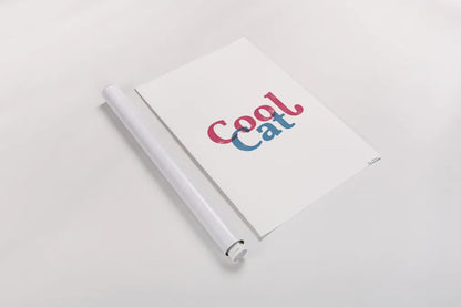 Rainbow Cool Cat by Becky Thorns. shown as a rolled paper print. Available as archival giclee rolled canvas, fine art paper, or poster print. SKU 65201h.