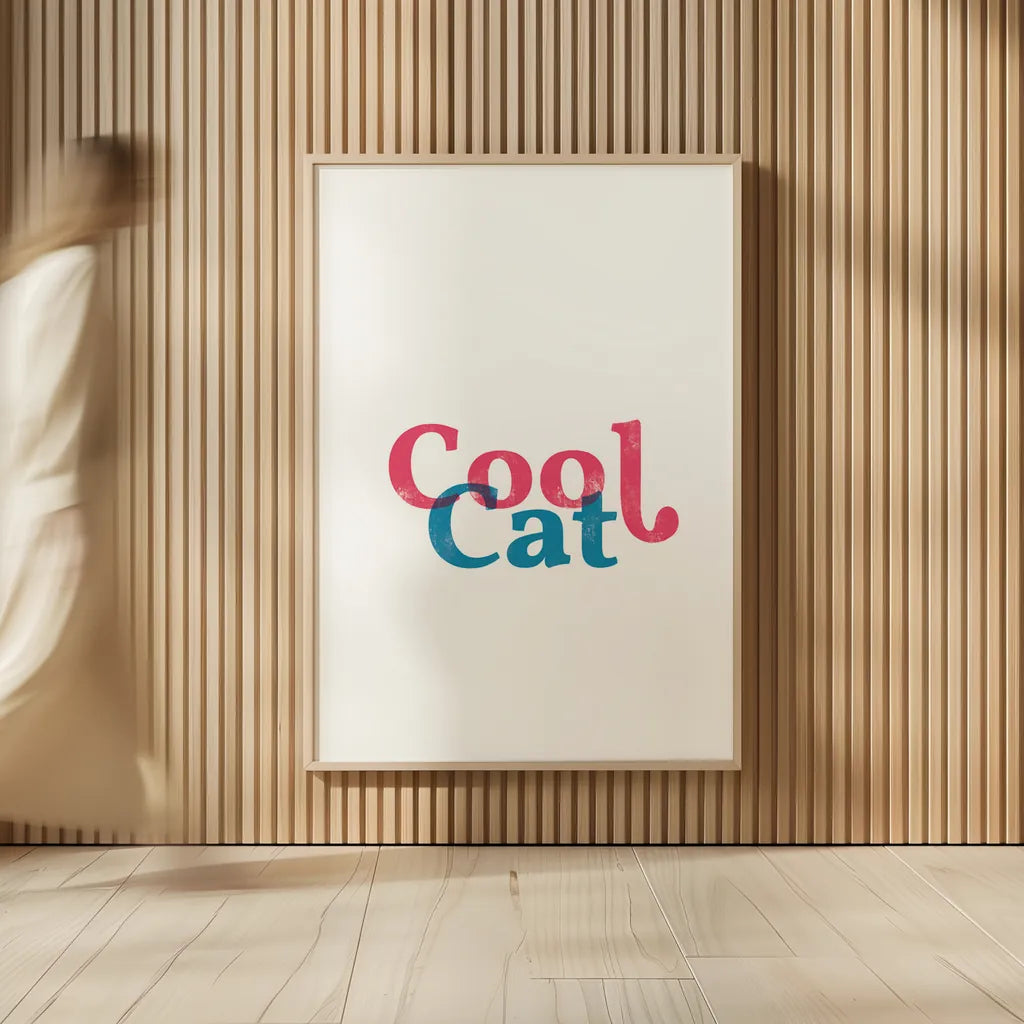 Rainbow Cool Cat by Becky Thorns. shown as over sized large wall art. Available as an archival giclee rolled canvas, fine art paper, or poster print. SKU 65201h.