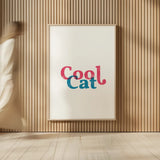Rainbow Cool Cat by Becky Thorns. shown as over sized large wall art. Available as an archival giclee rolled canvas, fine art paper, or poster print. SKU 65201h.