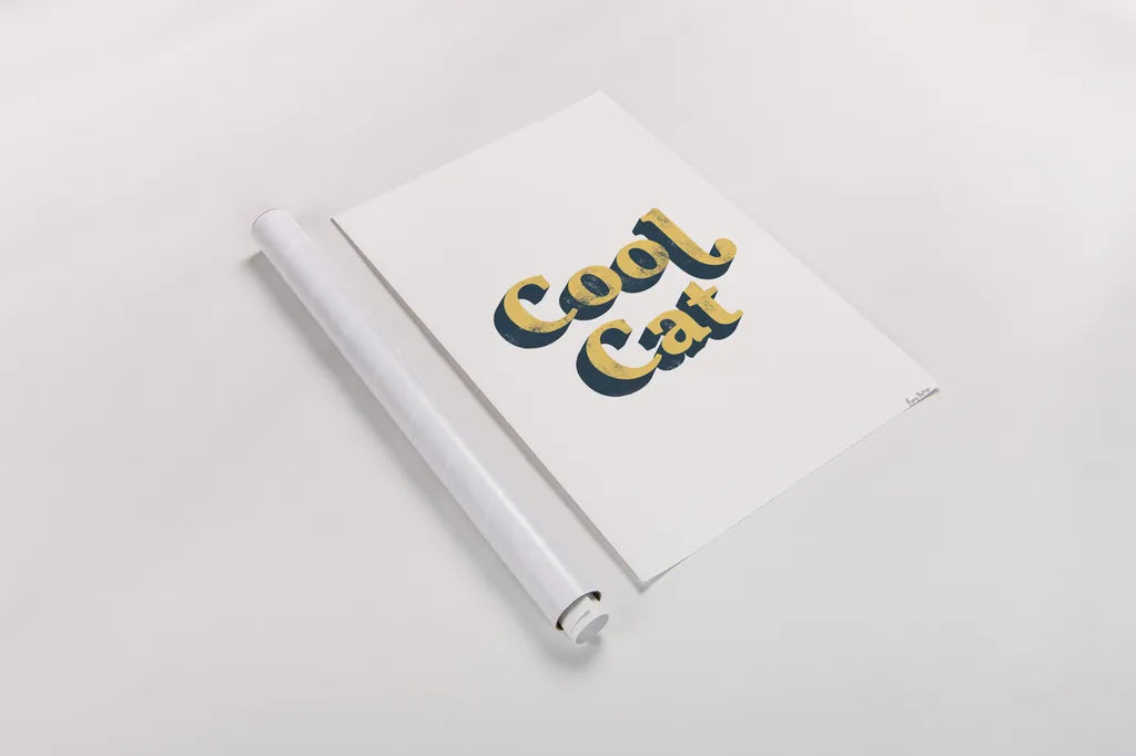 Rainbow Cool Cat Bold by Becky Thorns. shown as a rolled paper print. Available as archival giclee rolled canvas, fine art paper, or poster print. SKU 65213h.