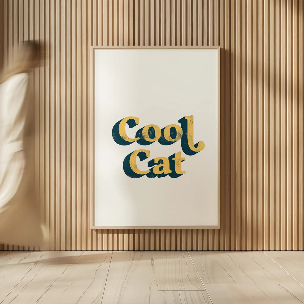 Rainbow Cool Cat Bold by Becky Thorns. shown as over sized large wall art. Available as an archival giclee rolled canvas, fine art paper, or poster print. SKU 65213h.