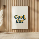 Rainbow Cool Cat Bold by Becky Thorns. shown as over sized large wall art. Available as an archival giclee rolled canvas, fine art paper, or poster print. SKU 65213h.