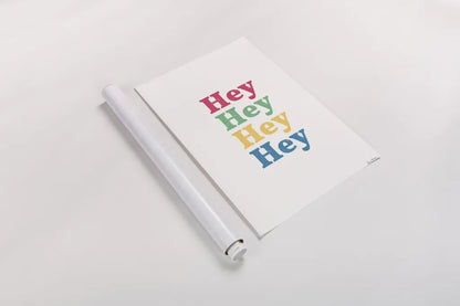 Rainbow Hey by Becky Thorns. shown as a rolled paper print. Available as archival giclee rolled canvas, fine art paper, or poster print. SKU 65198h.