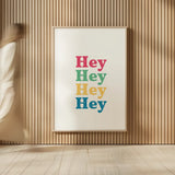 Rainbow Hey by Becky Thorns. shown as over sized large wall art. Available as an archival giclee rolled canvas, fine art paper, or poster print. SKU 65198h.