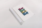 Rainbow Hey Bold by Becky Thorns. shown as a rolled paper print. Available as archival giclee rolled canvas, fine art paper, or poster print. SKU 65210h.