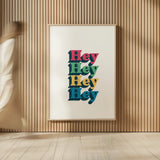 Rainbow Hey Bold by Becky Thorns. shown as over sized large wall art. Available as an archival giclee rolled canvas, fine art paper, or poster print. SKU 65210h.