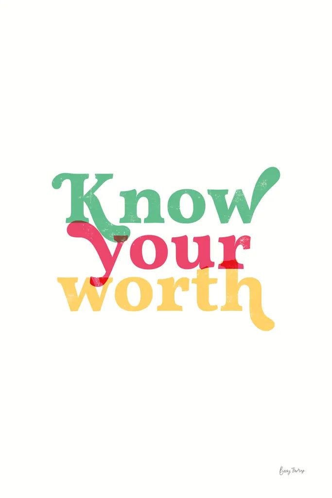 Rainbow Know Your Worth by Becky Thorns. SKU 65204h. Archival Giclee Fine art print for wall decor.