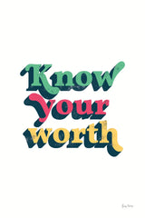Rainbow Know Your Worth Bold by Becky Thorns. SKU 65217h. Archival Giclee Fine art print for wall decor.