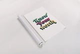 Rainbow Know Your Worth Bold by Becky Thorns. shown as a rolled paper print. Available as archival giclee rolled canvas, fine art paper, or poster print. SKU 65217h.