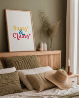 Rainbow Sassy and Classy by Becky Thorns. shown as a paper print in a natural frame. Available as a archival giclee rolled canvas, fine art paper, or poster print. SKU 65203h.