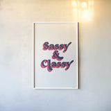 Rainbow Sassy and Classy Bold by Becky Thorns. shown as a paper print in a white frame. Available as a archival giclee rolled canvas, fine art paper, or poster print. SKU 65216h.