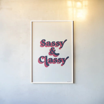 Rainbow Sassy and Classy Bold by Becky Thorns. shown as a paper print in a white frame. Available as a archival giclee rolled canvas, fine art paper, or poster print. SKU 65216h.