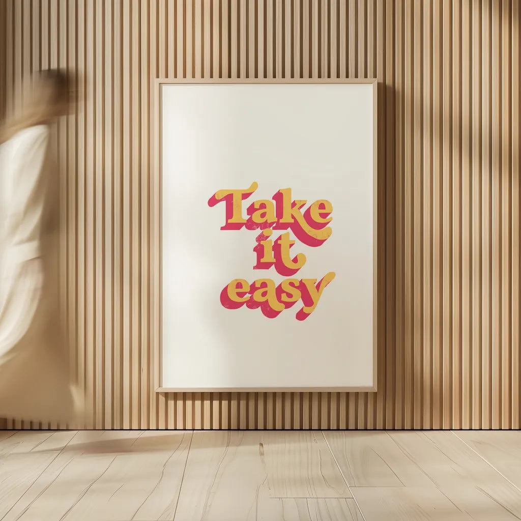 Rainbow Take it Easy Bold by Becky Thorns. shown as over sized large wall art. Available as an archival giclee rolled canvas, fine art paper, or poster print. SKU 65220h.