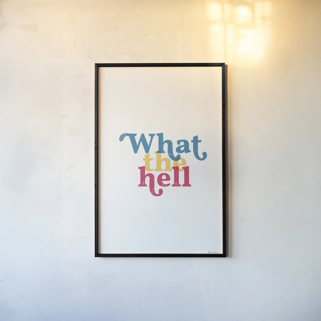 Rainbow What The by Becky Thorns. shown as a paper print in a black flame. Available as a archival giclee rolled canvas, fine art paper, or poster print. SKU 65205h.