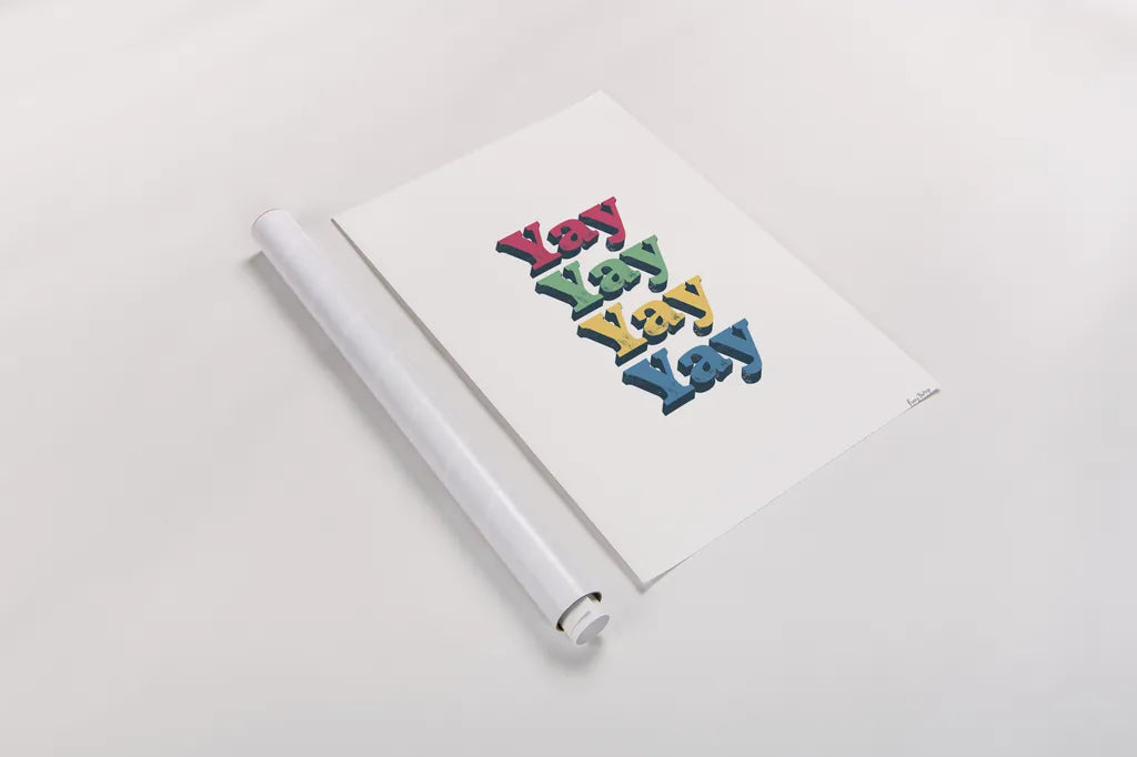 Rainbow Yay Bold by Becky Thorns. shown as a rolled paper print. Available as archival giclee rolled canvas, fine art paper, or poster print. SKU 65211h.