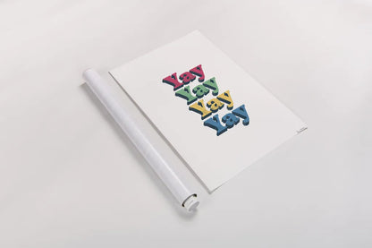 Rainbow Yay Bold by Becky Thorns. shown as a rolled paper print. Available as archival giclee rolled canvas, fine art paper, or poster print. SKU 65211h.