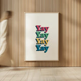 Rainbow Yay Bold by Becky Thorns. shown as over sized large wall art. Available as an archival giclee rolled canvas, fine art paper, or poster print. SKU 65211h.
