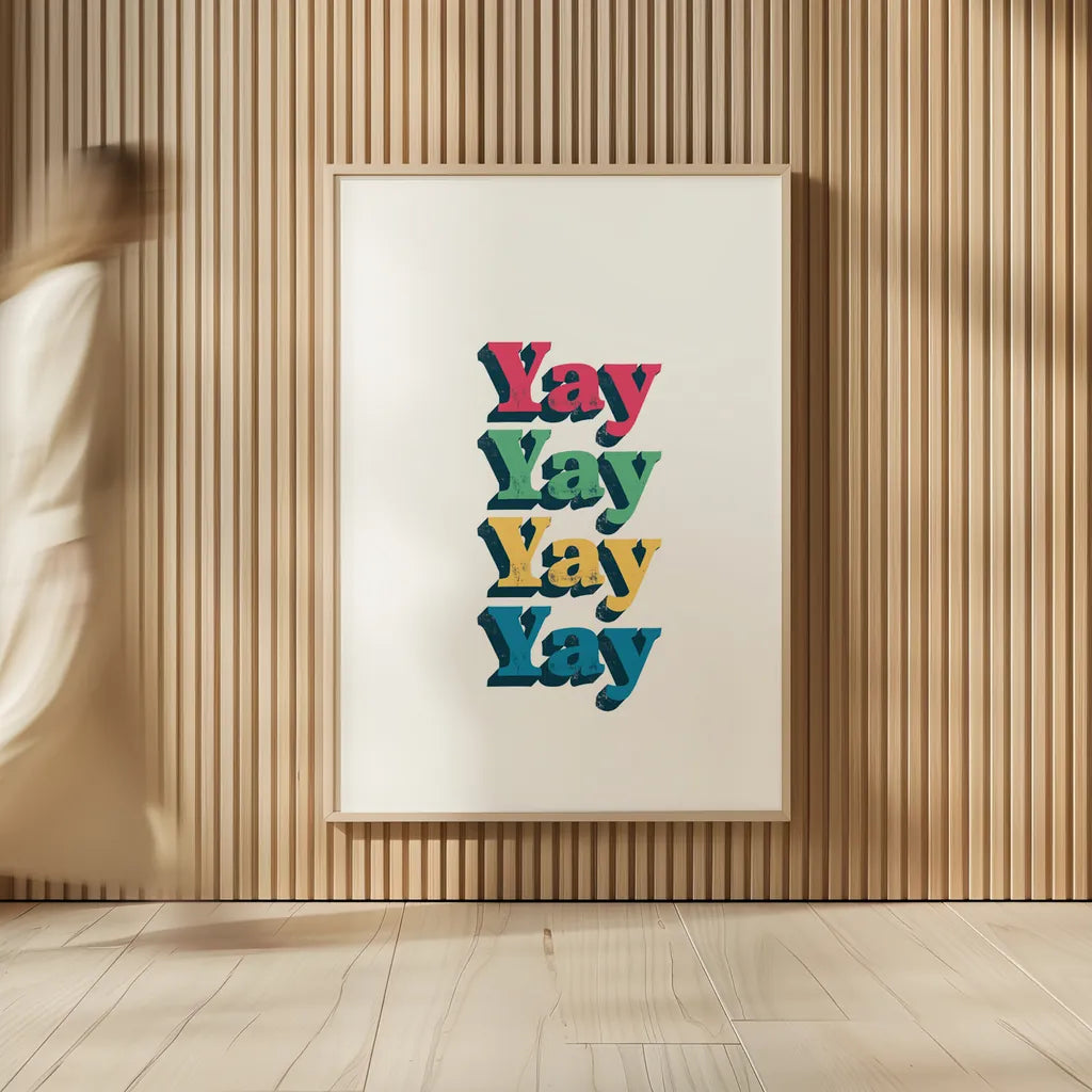 Rainbow Yay Bold by Becky Thorns. shown as over sized large wall art. Available as an archival giclee rolled canvas, fine art paper, or poster print. SKU 65211h.