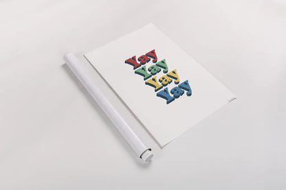 Rainbow Yay Bold Red by Becky Thorns. shown as a rolled paper print. Available as archival giclee rolled canvas, fine art paper, or poster print. SKU 78475h.