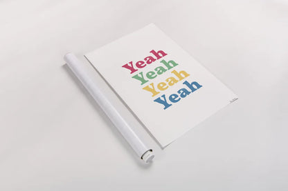 Rainbow Yeah by Becky Thorns. shown as a rolled paper print. Available as archival giclee rolled canvas, fine art paper, or poster print. SKU 65200h.