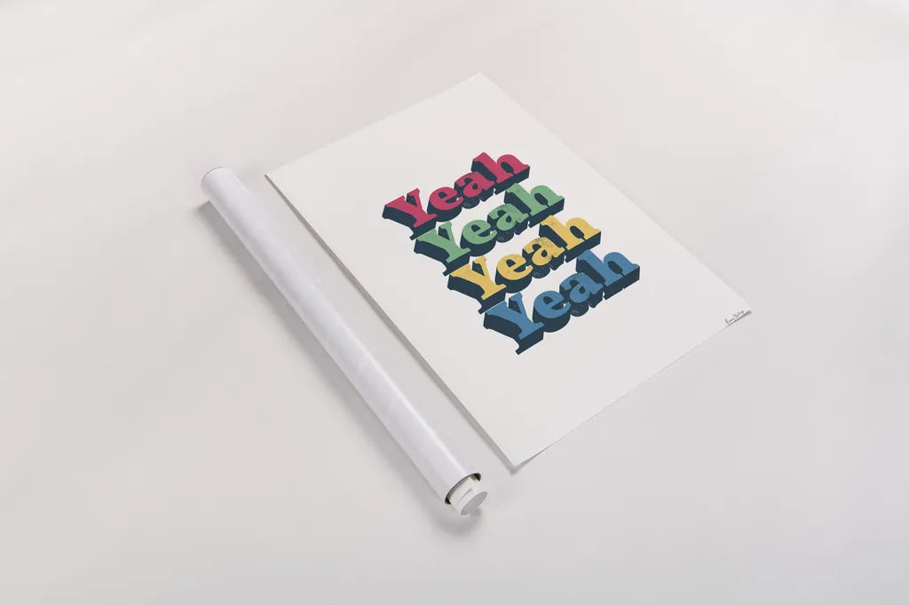 Rainbow Yeah Bold by Becky Thorns. shown as a rolled paper print. Available as archival giclee rolled canvas, fine art paper, or poster print. SKU 65212h.