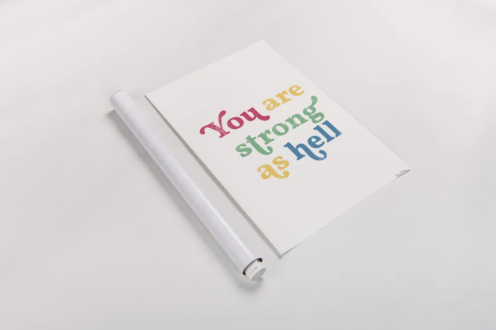 Rainbow You Are Strong by Becky Thorns. shown as a rolled paper print. Available as archival giclee rolled canvas, fine art paper, or poster print. SKU 65206h.