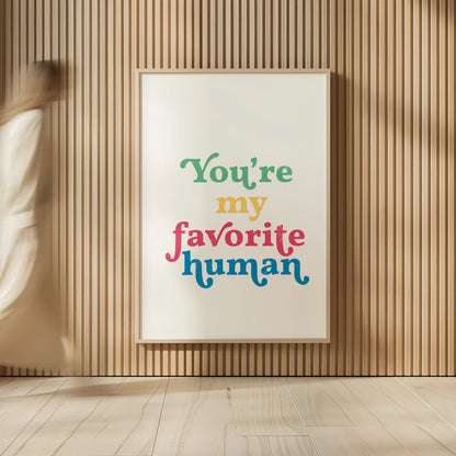 Rainbow Youre My Favorite by Becky Thorns. shown as over sized large wall art. Available as an archival giclee rolled canvas, fine art paper, or poster print. SKU 65209h.