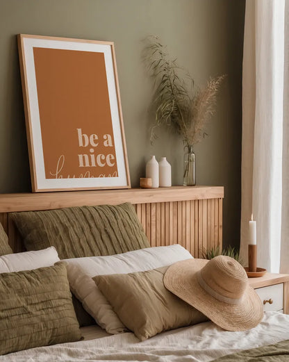 Retro Home II by Becky Thorns. shown as a paper print in a natural frame. Available as a archival giclee rolled canvas, fine art paper, or poster print. SKU 71982h.