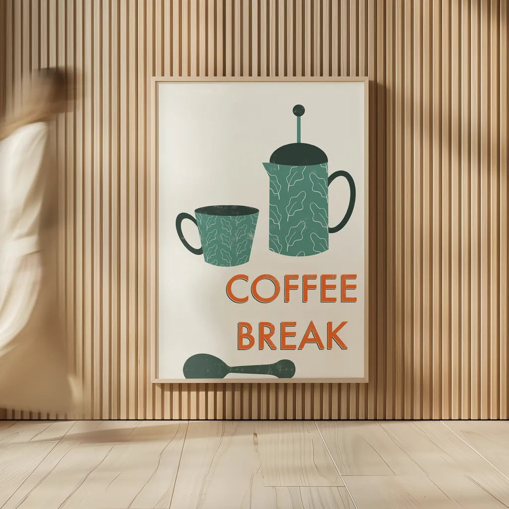 Retro Kitchen Coffee II by Becky Thorns. shown as over sized large wall art. Available as an archival giclee rolled canvas, fine art paper, or poster print. SKU 73296h.