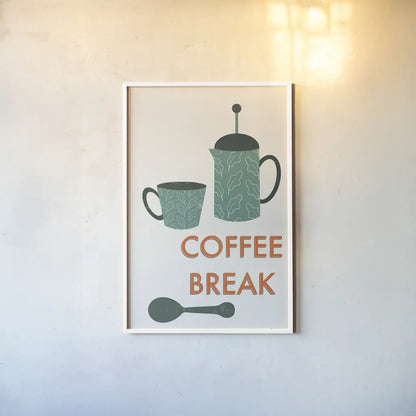 Retro Kitchen Coffee II by Becky Thorns. shown as a paper print in a white frame. Available as a archival giclee rolled canvas, fine art paper, or poster print. SKU 73296h.