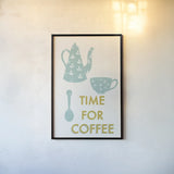 Retro Kitchen Coffee III by Becky Thorns. shown as a paper print in a black flame. Available as a archival giclee rolled canvas, fine art paper, or poster print. SKU 73297h.