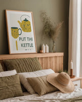 Retro Kitchen Coffee IV by Becky Thorns. shown as a paper print in a natural frame. Available as a archival giclee rolled canvas, fine art paper, or poster print. SKU 73298h.