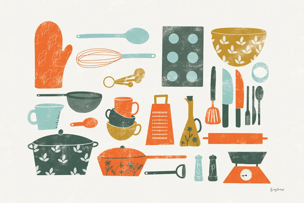 Retro Kitchen I by Becky Thorns. SKU 73292i. Archival Giclee Fine art print for wall decor.