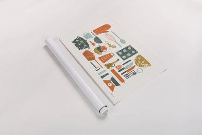 Retro Kitchen I by Becky Thorns. shown as a rolled paper print. Available as archival giclee rolled canvas, fine art paper, or poster print. SKU 73292i.