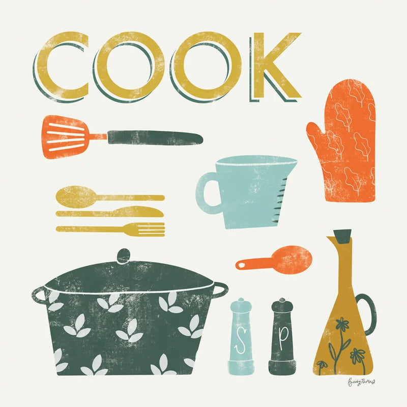 Retro Kitchen III by Becky Thorns. SKU 73294a. Archival Giclee Fine art print for wall decor.