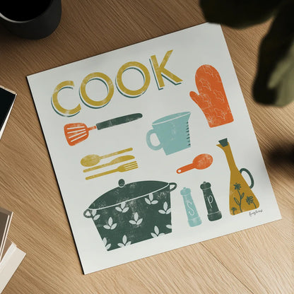 Retro Kitchen III by Becky Thorns. Shown as a detailed flat fine art print, highlighting archival giclee quality. Available as an archival giclee rolled canvas, fine art paper, or poster print. SKU 73294a.