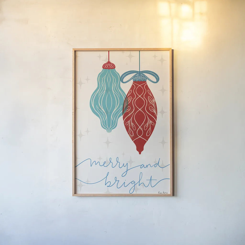 Retro Ornament VIII Blue by Becky Thorns. shown as a paper print in a natural frame. Available as a archival giclee rolled canvas, fine art paper, or poster print. SKU 75404h.