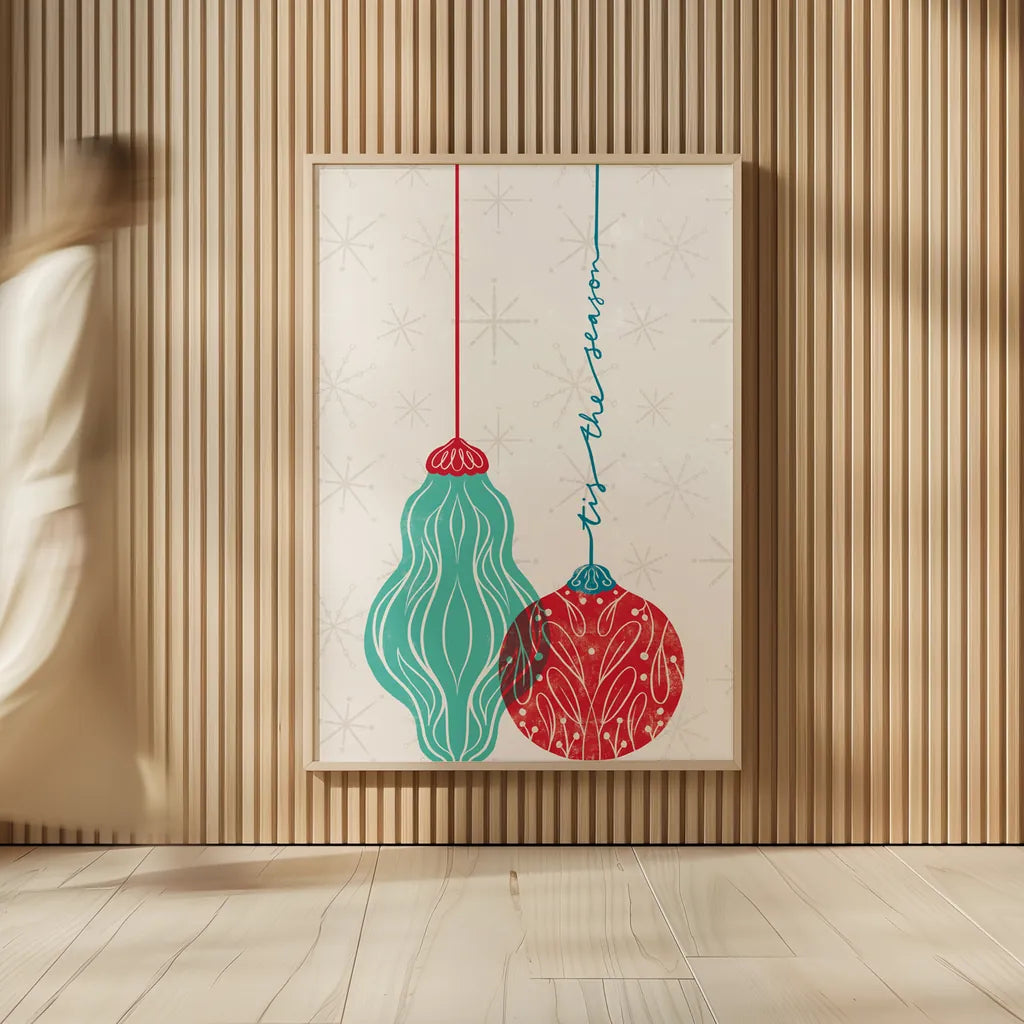 Retro Ornaments III by Becky Thorns. shown as over sized large wall art. Available as an archival giclee rolled canvas, fine art paper, or poster print. SKU 74336h.